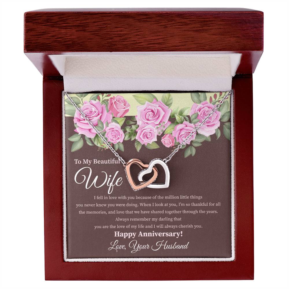 My Beautiful Wife - 2 Hearts Necklace Interlocking Hearts Necklace