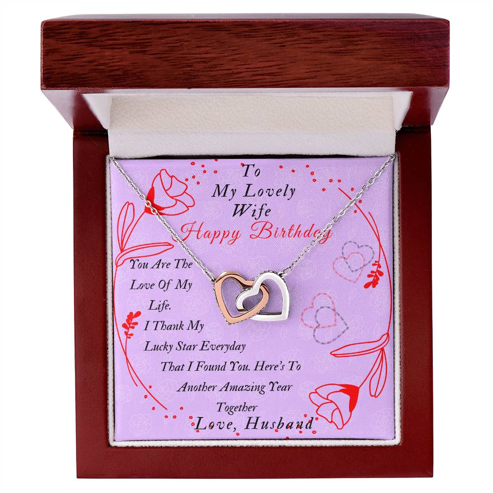 Two Hearts Interlocked To My Lovely Wife-Happy Birthday Wife Gifts Birthday Gift Romantic Wife Gift Wife Jewelry Anniversary Wife Gift Interlocking Hearts Necklace