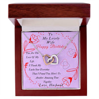 Two Hearts Interlocked To My Lovely Wife-Happy Birthday Wife Gifts Birthday Gift Romantic Wife Gift Wife Jewelry Anniversary Wife Gift Interlocking Hearts Necklace