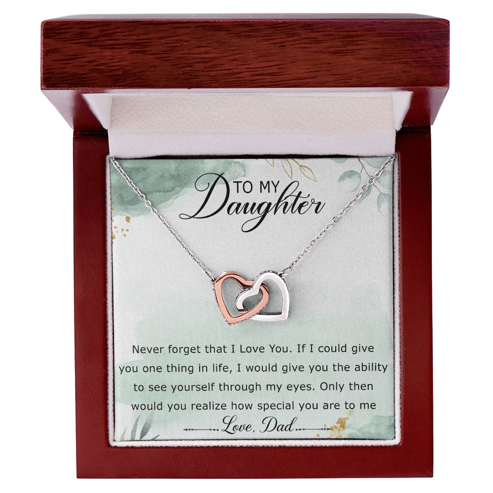 To My Daughter Interlocking Hearts Necklace Message Card