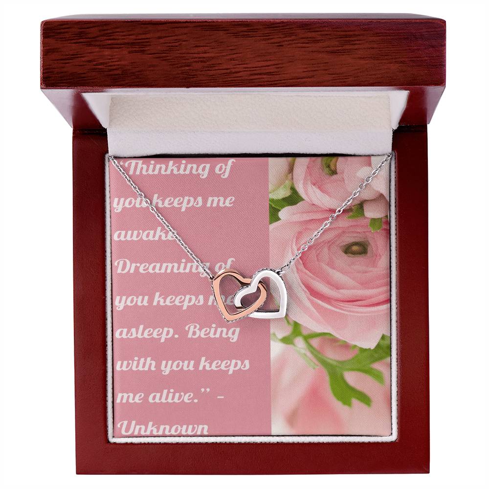 Ike Mens ProductionLove Quote Jewelry Interlocking Hearts Necklace