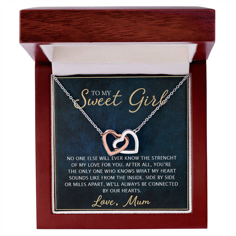 To My Daughter - Unique Heart Bonding Necklace Gift Set Interlocking Hearts Necklace