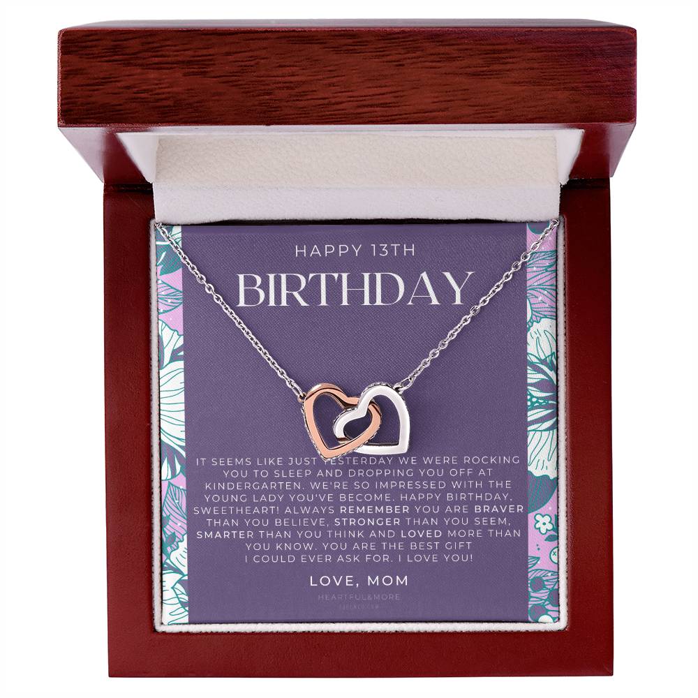 Gift For 13 Year Old Girl Gifts 13Th Birthday Girl 13Th Birthday Gift Thirteenth Birthday Necklace Teen Birthday Gift Official Teenager Interlocking Hearts Necklace