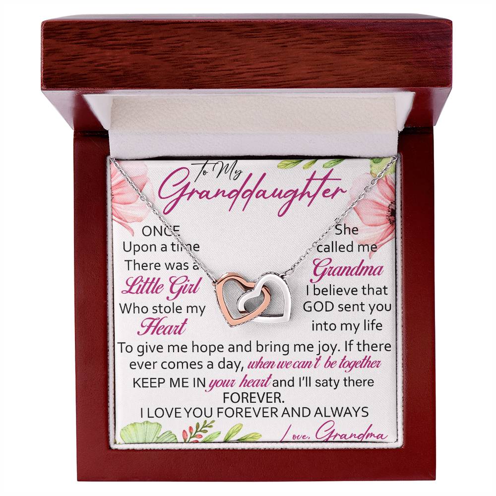 To My Granddaughter Interlocking Hearts Necklace Message Card