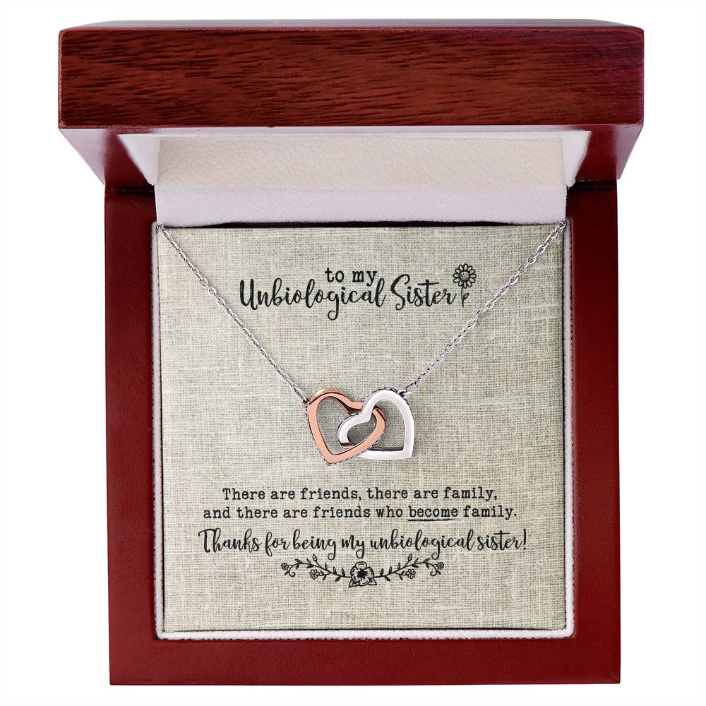 Unbiological Sister Necklace Interlocking Hearts Necklace