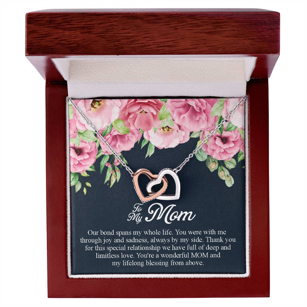To My Mom You'Re A Wonderful Mom Interlocking Hearts Necklace