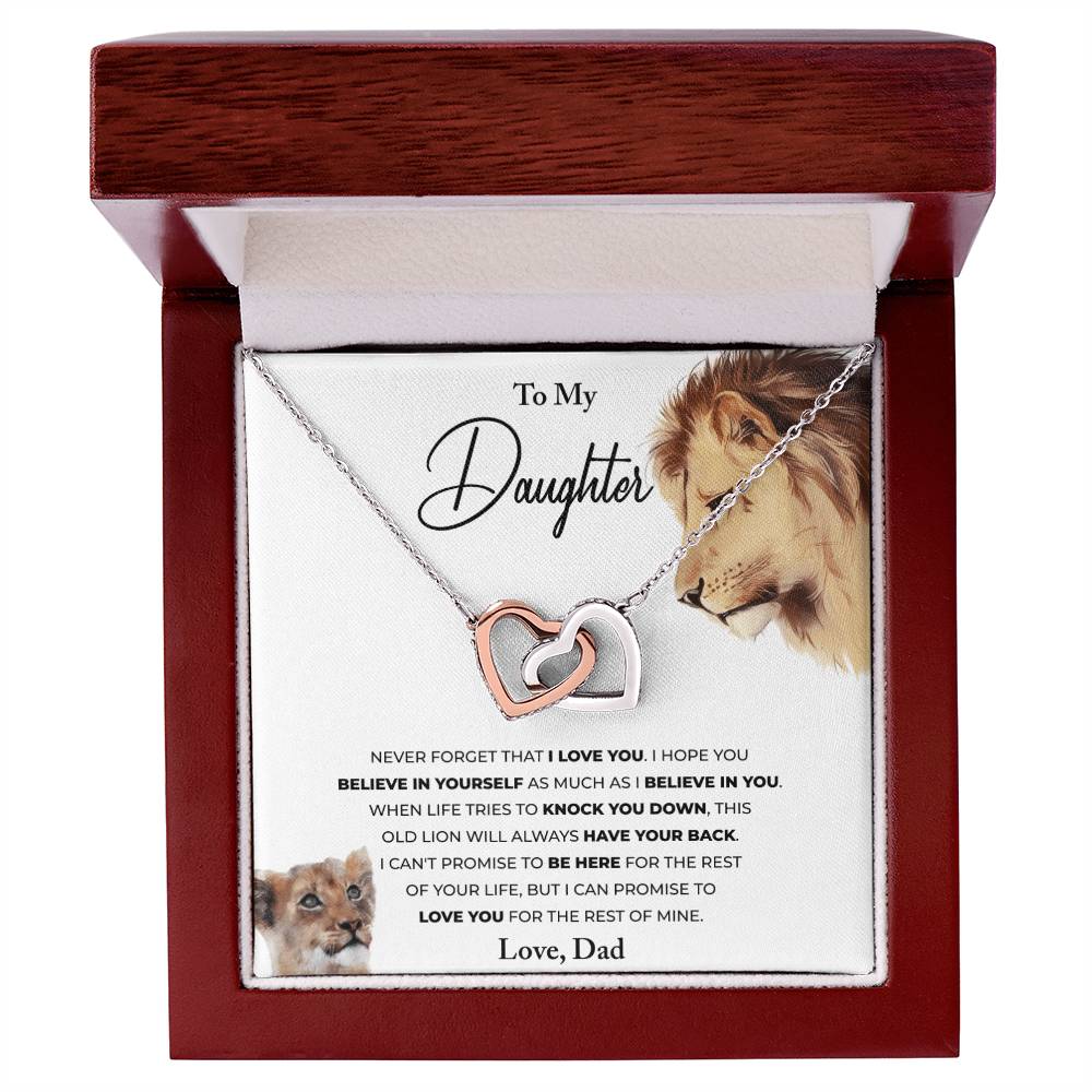 To My Daughter - This Old Lion - Hearts Necklace Interlocking Hearts Necklace