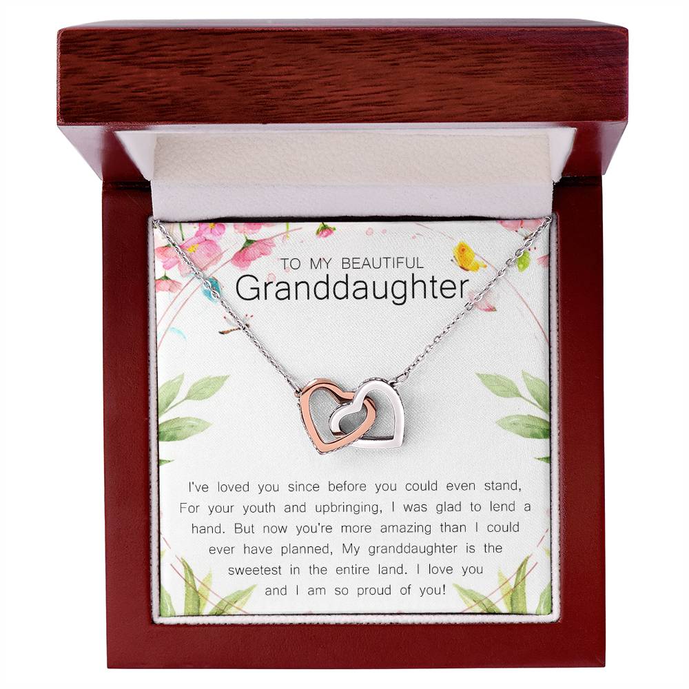To My Beautiful Granddaughter Interlocking Hearts Necklace Message Card