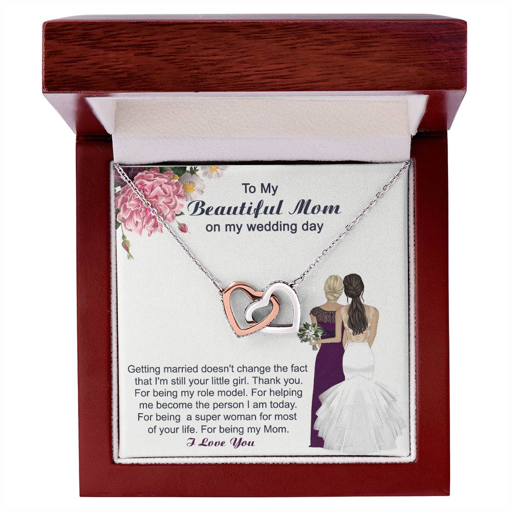 Mom Wedding Gift From Bride Mother - Necklace Interlocking Hearts Necklace
