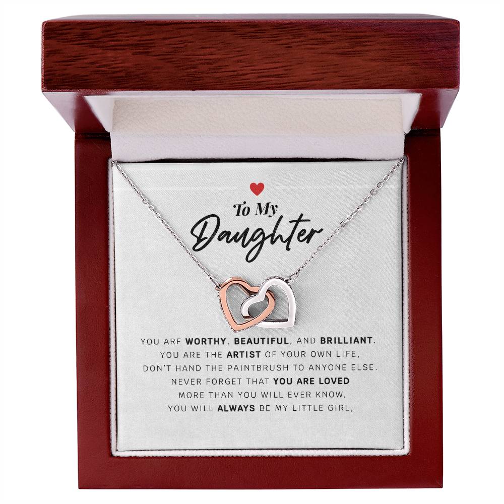 Daughter Necklace Gift Hearts From Mom Dad To Our Dear Daughter Present For Christmas Birthday Jewelry From Parents Interlocking Hearts Necklace