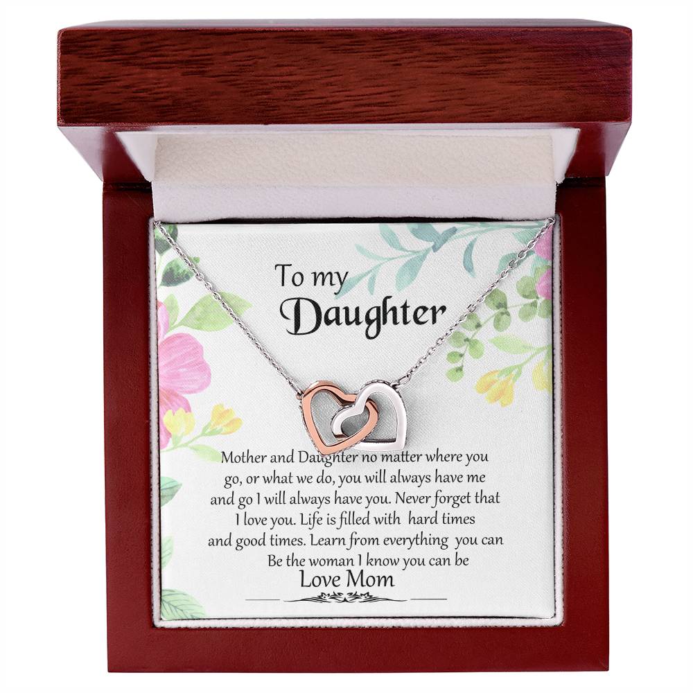 To My Daughter Interlocking Heart Neclace With Message Card Jewelry Gift From Mom To Daughter Interlocking Hearts Necklace