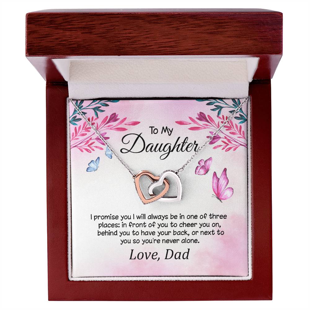 To My Daughter Your Never Alone Interlocking Hearts Necklace Love Dad