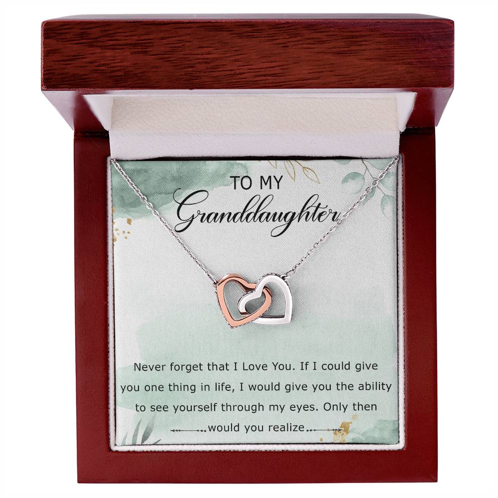 To My Granddaughter Interlocking Hearts Necklace Message Card