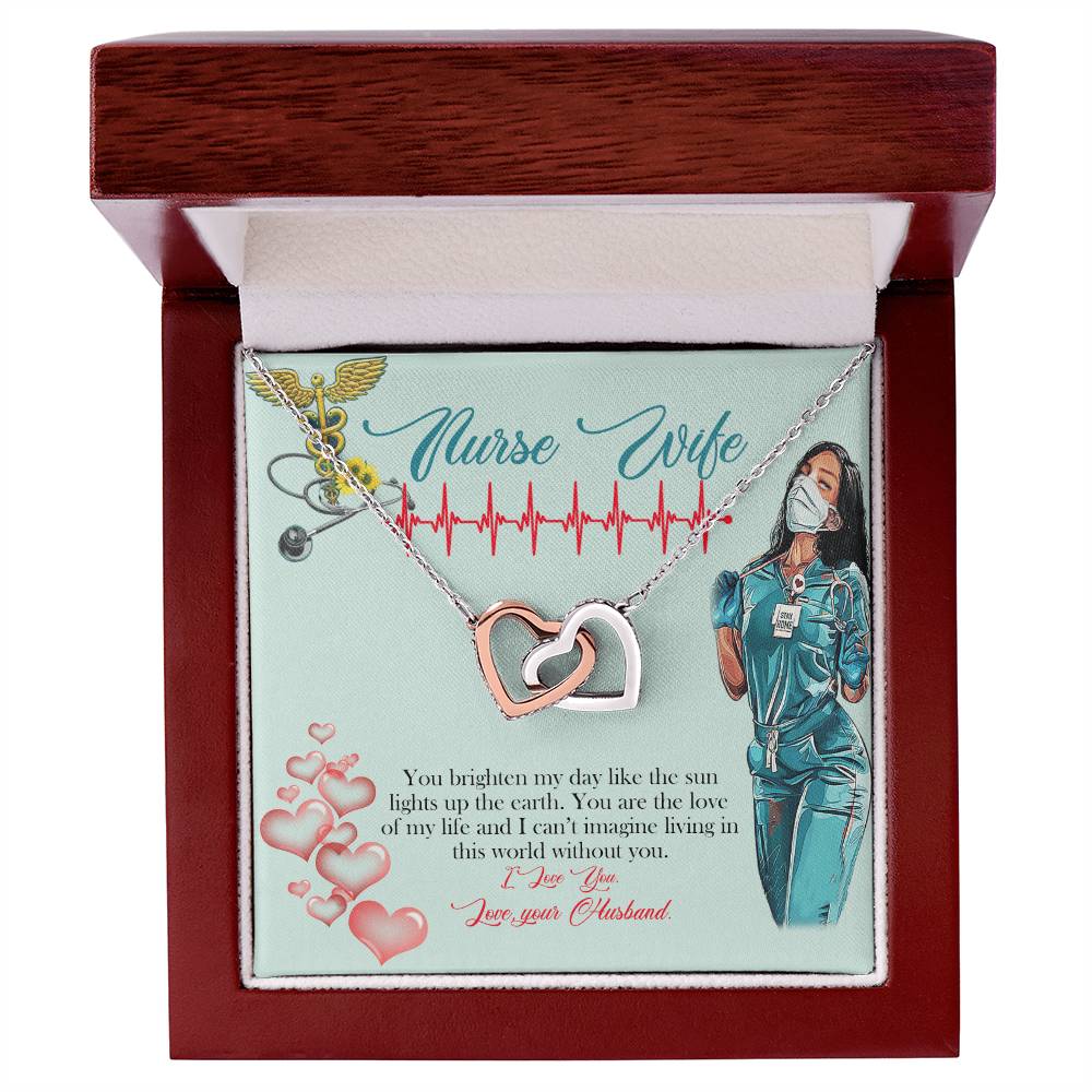 Love Your Nurse Interlocking Hearts Necklace