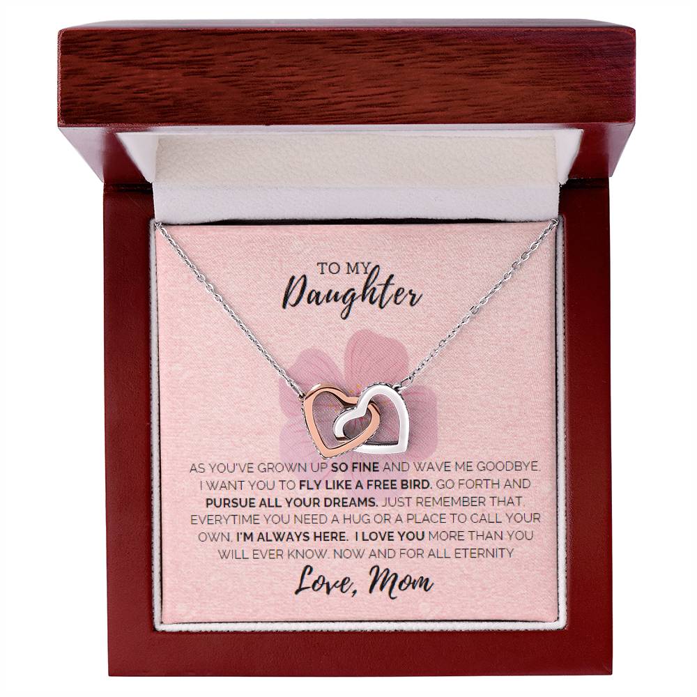 To My Daughter-I Love You Interlocking Hearts Necklace