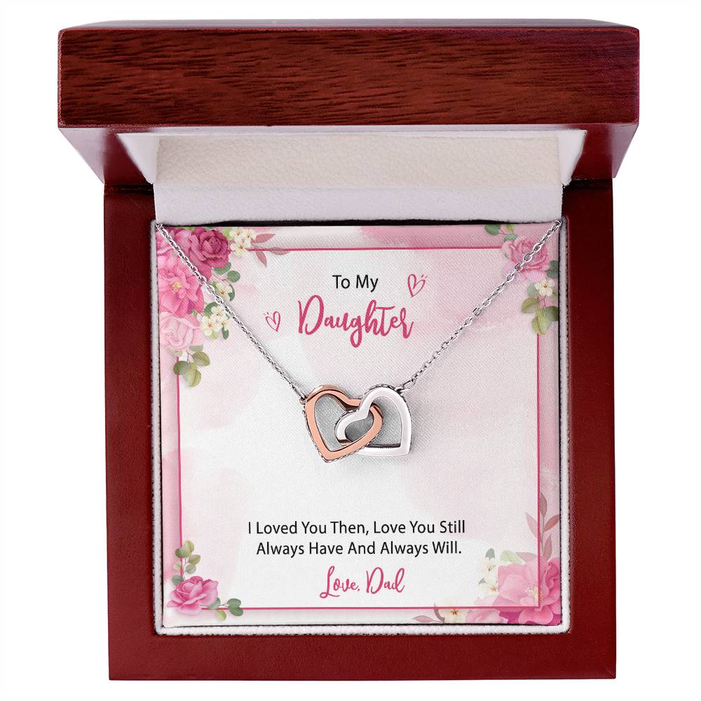 To My Daughter From Dad Interlocking Hearts Necklace