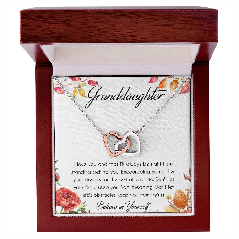 Granddaughter Interlocking Hearts Necklace Message Card