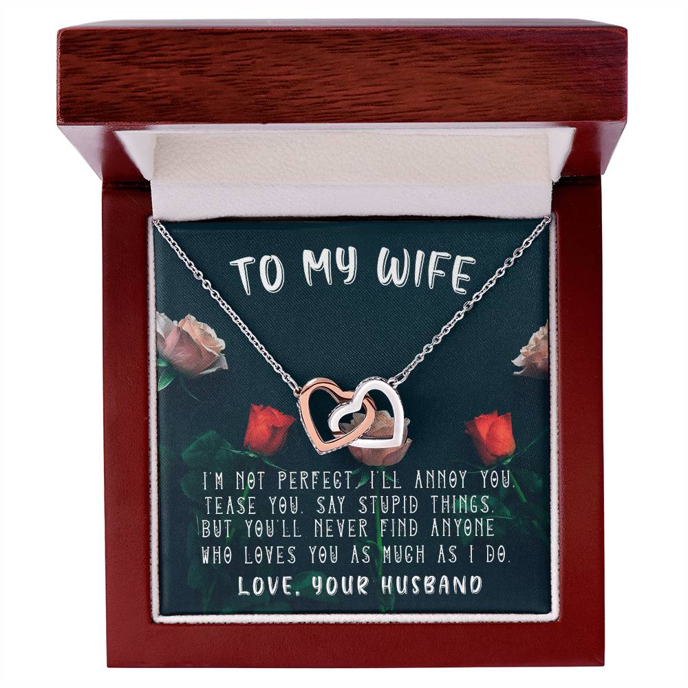 Husband To Wife - I'M Not Perfect Interlocking Hearts 3D Necklace Interlocking Hearts Necklace