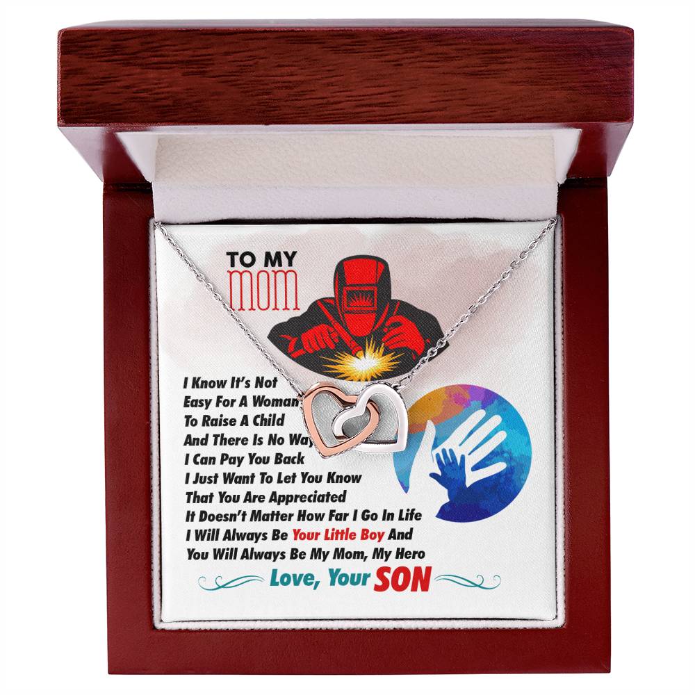 Welder'S Mom - Interlocking Heart Necklace Interlocking Hearts Necklace