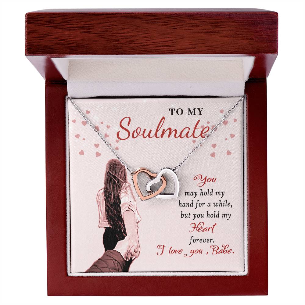 To My Soulmate - Interlocking Necklace - I Love You Babe Interlocking Hearts Necklace