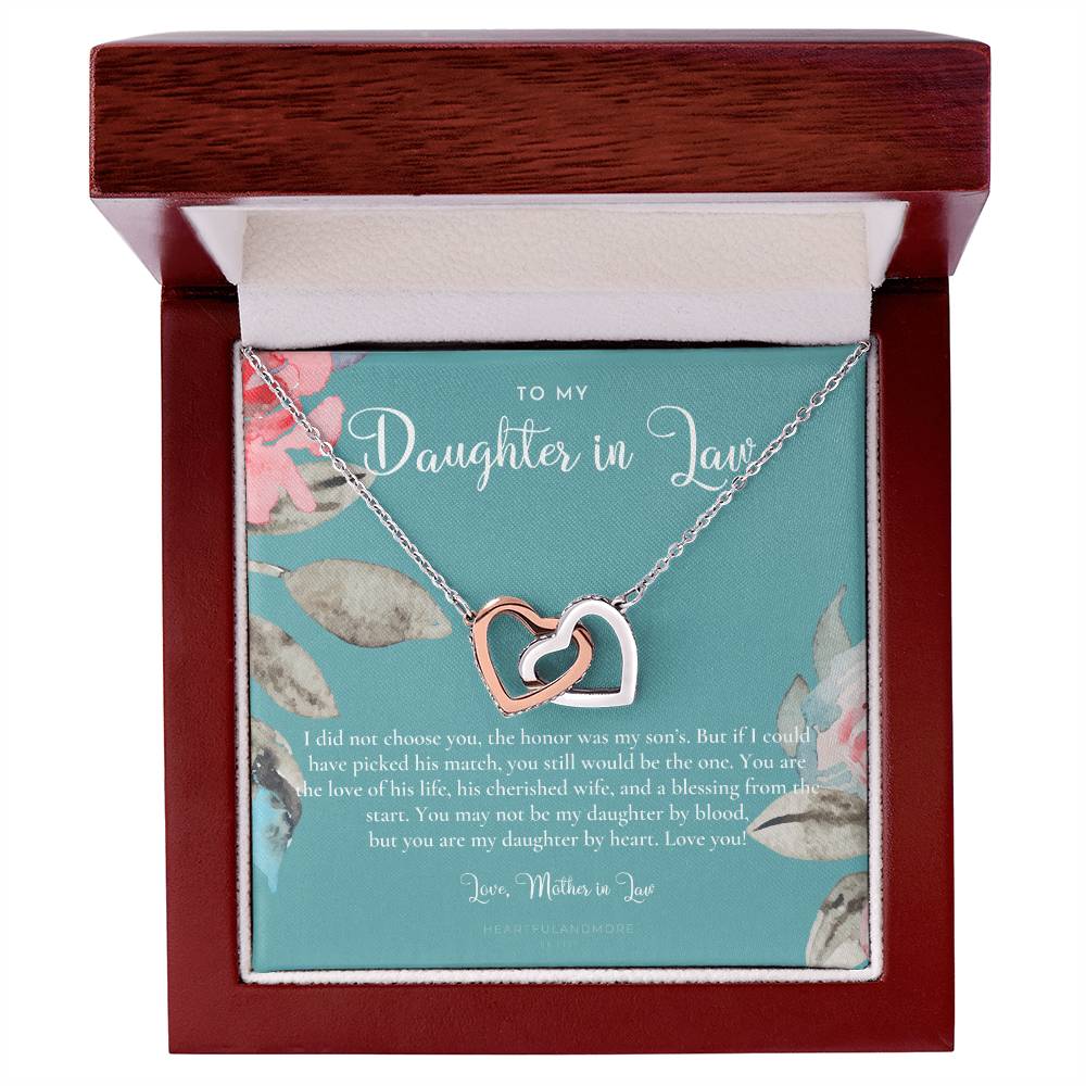 Daughter-In-Law Gift Necklace Wedding Gift Jewelry From Mother-In Law Gift For Bride Daughter-In-Heart Interlocking Hearts Necklace