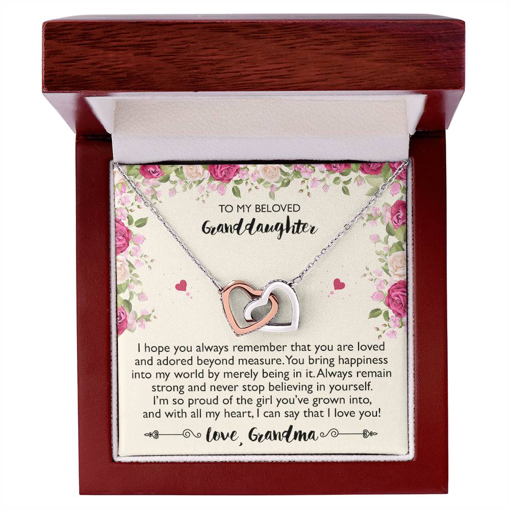 To My Beloved Granddaughter - Interlocking Heart Necklace From Grandma Interlocking Hearts Necklace