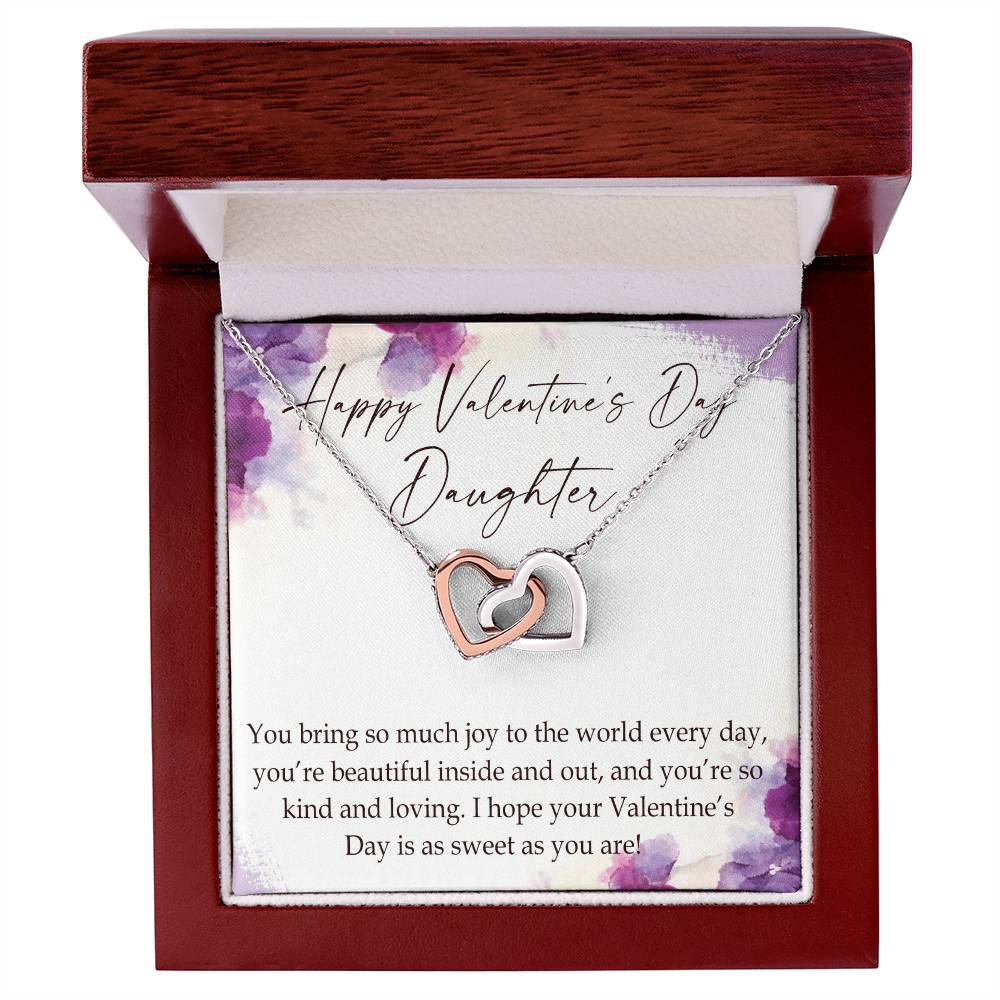 Happy Valentine'S Day Daughter Interlocking Hearts Necklace Message Card