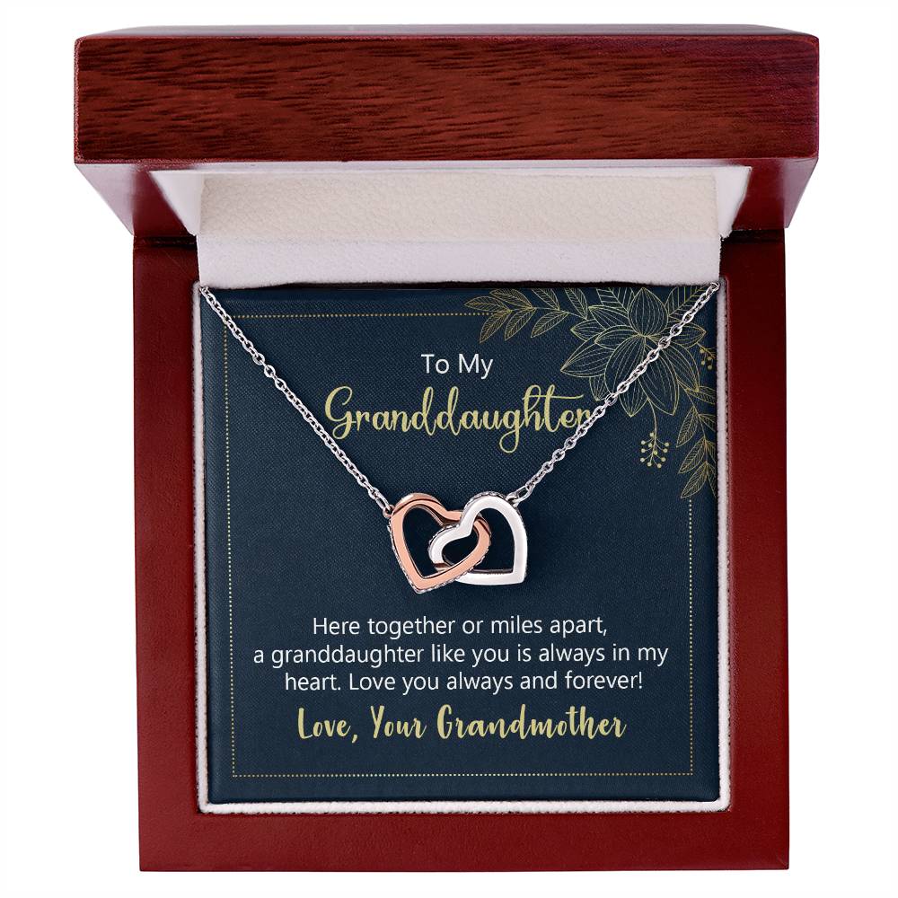 To My Granddaughter Heart Necklace Interlocking Hearts Necklace