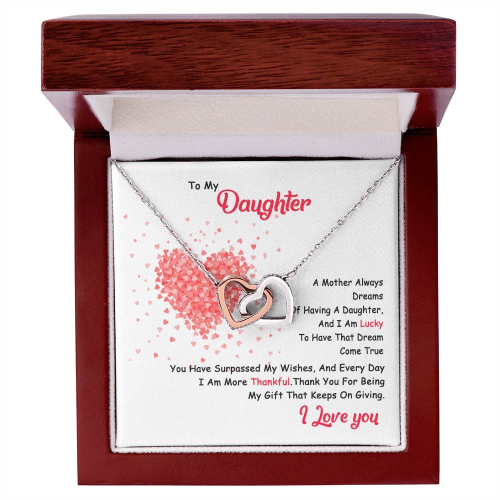 My Daughter - I Am Lucky To Have You Interlocking Hearts Necklace