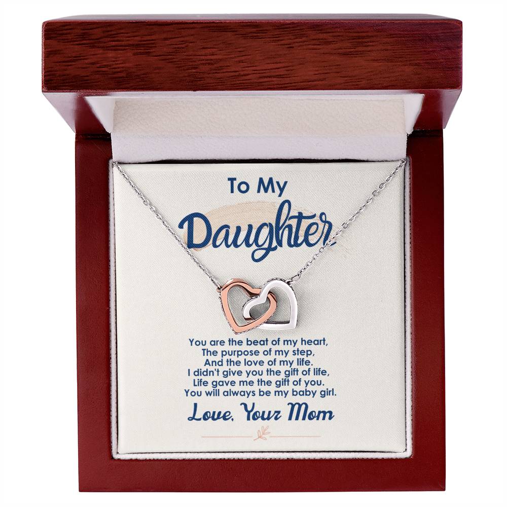 To My Daughter - You'Re The Purpose Of My Step - Necklace Interlocking Hearts Necklace