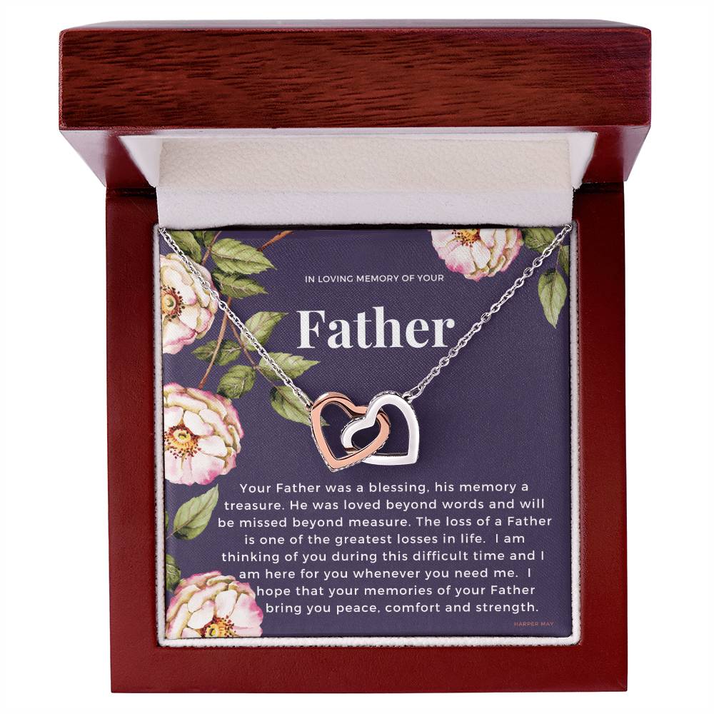 Loss Of Father Interlocking Hearts Necklace