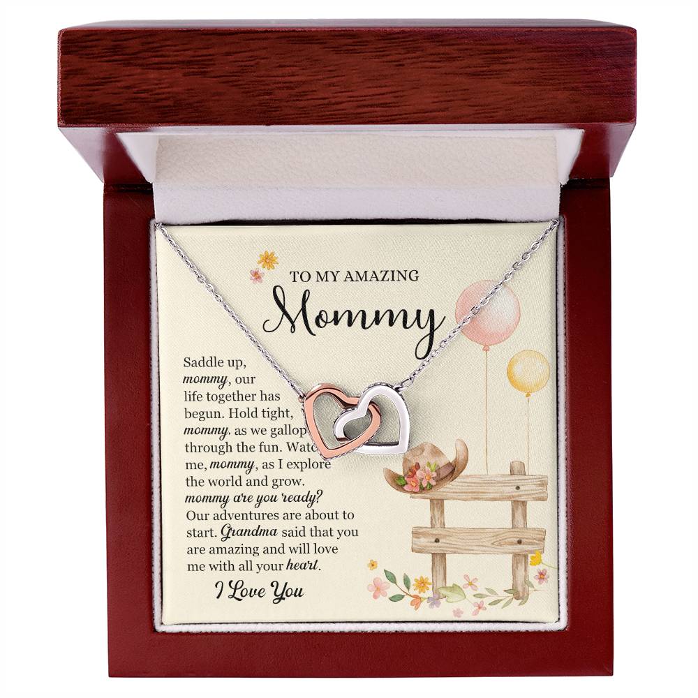 Saddle Up Amazing Mommy Necklace Interlocking Hearts Necklace