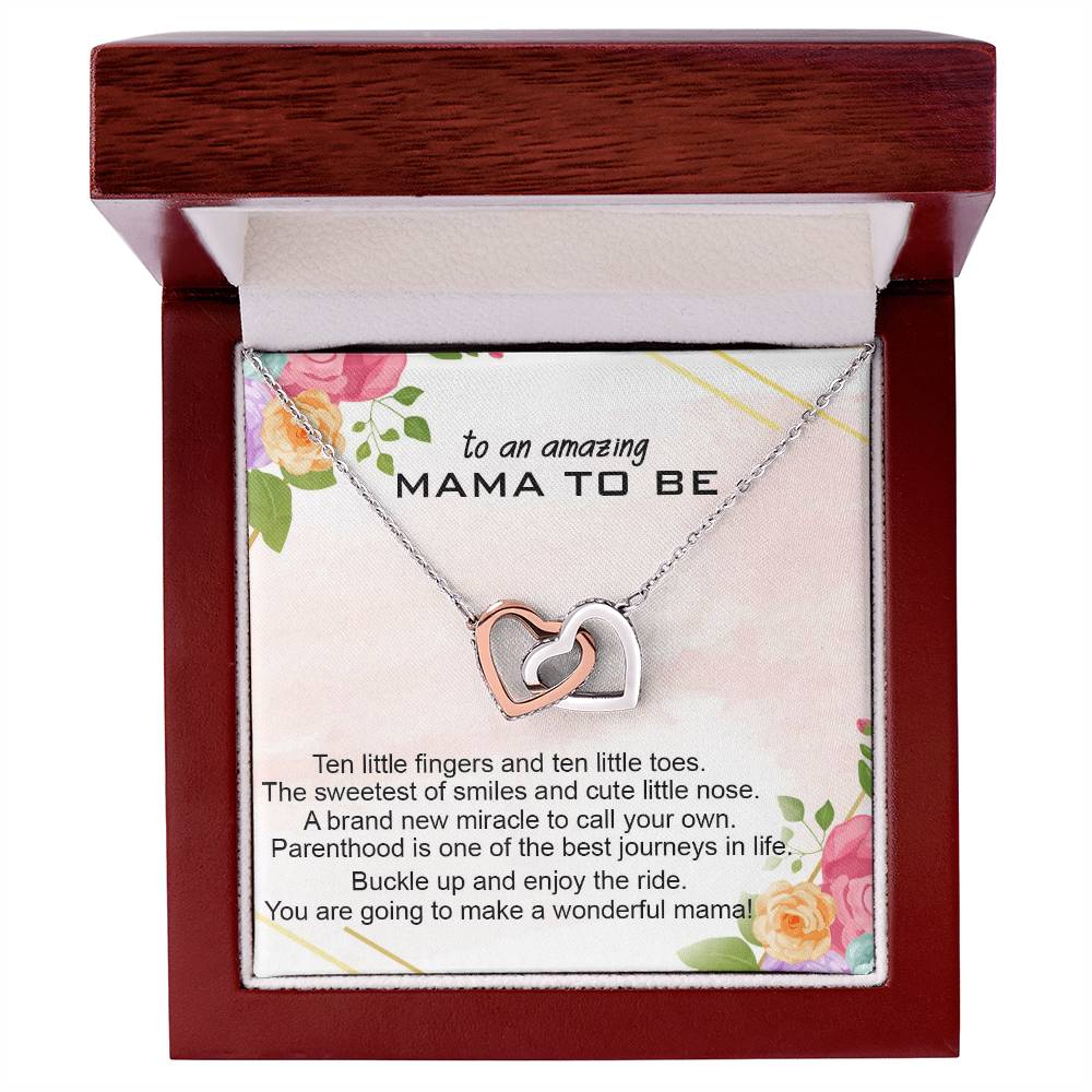To An Amazing Mama To Be Necklace Gift Gift For First Time Mom Pregnancy Gift For Best Friend Mom To Be Interlocking Heart Necklace Interlocking Hearts Necklace