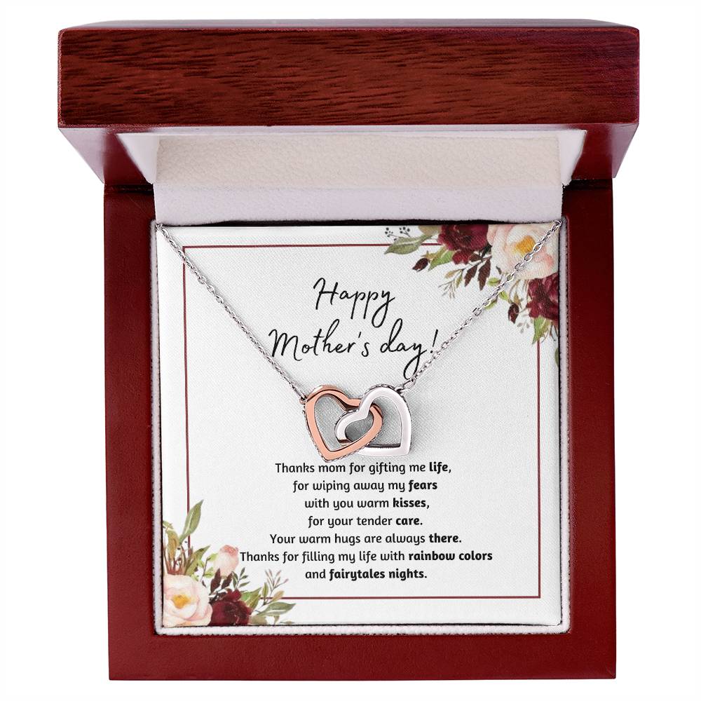 Happy Mothers Day! Thanks Mom For Gifting Me Life Interlocking Hearts Necklace