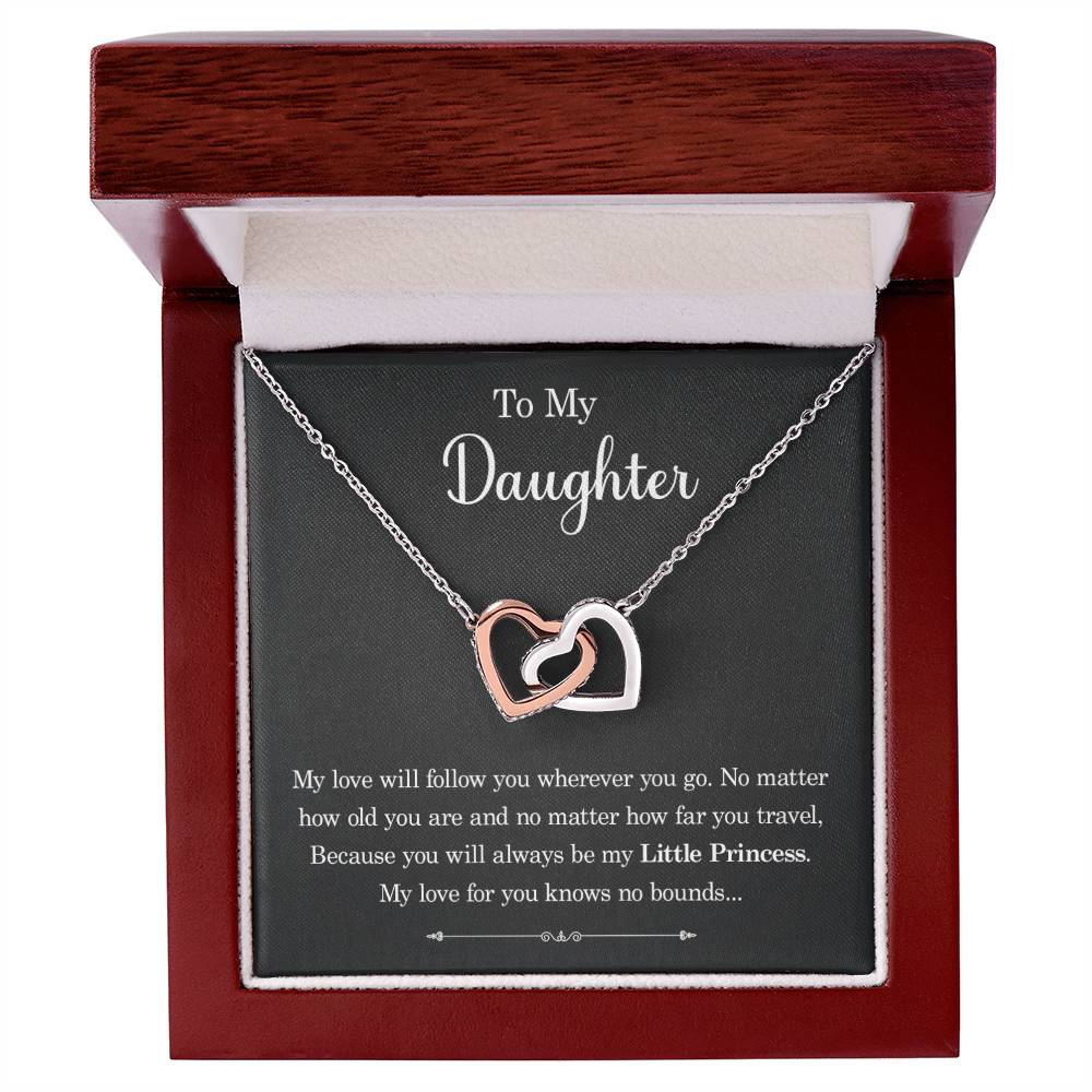 To My Daughter - My Love Will Follow You Wherever You Go - Interlocking Heart Necklace Interlocking Hearts Necklace