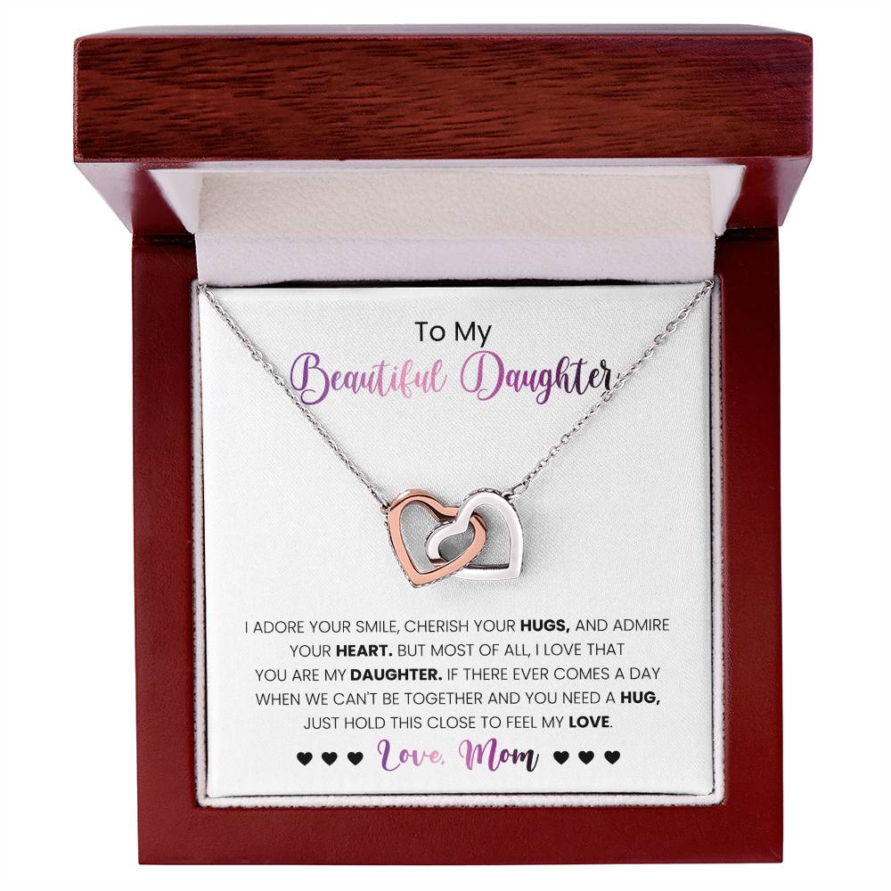My Daughter - I Adore Your Smile Interlocking Hearts Necklace
