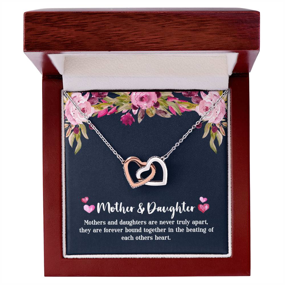 Mother & Daughter - Never Truly Apart Interlocking Hearts Necklace