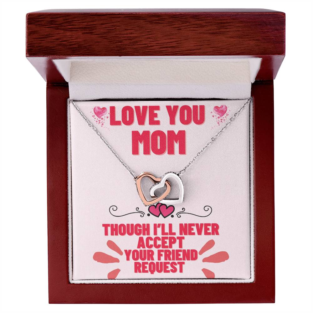 Mom’S Friend Request- Interlocking Hearts With Cubic Zirconia Interlocking Hearts Necklace