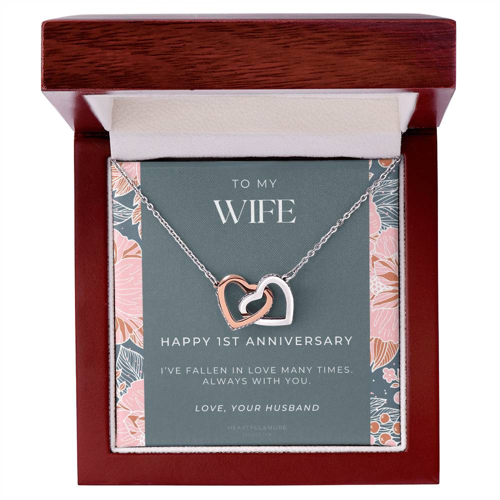 1 Year Anniversary Gift For Wife 1 Year Anniversary Gifts 1 Year Wedding Anniversary Gift Ideas 1St Wedding Anniversary Gift For Her Interlocking Hearts Necklace