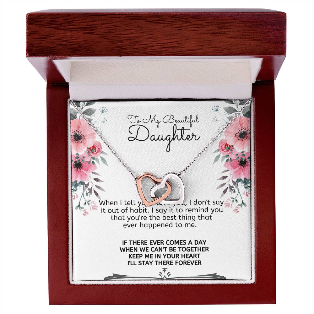 To My Daughter-Interlocking Hearts Necklace