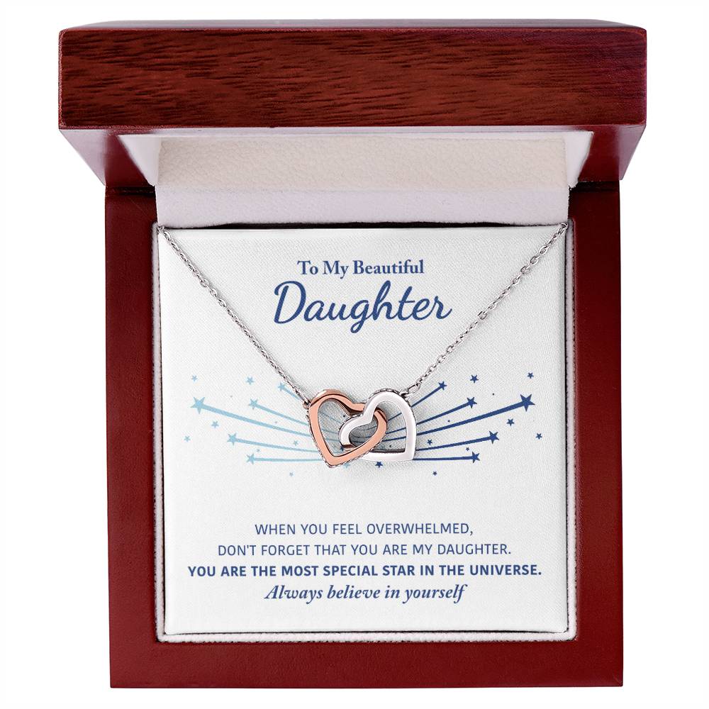 My Beautiful Daughter - Keep Me In Your Heart - Interlocking Heart Necklace Interlocking Hearts Necklace