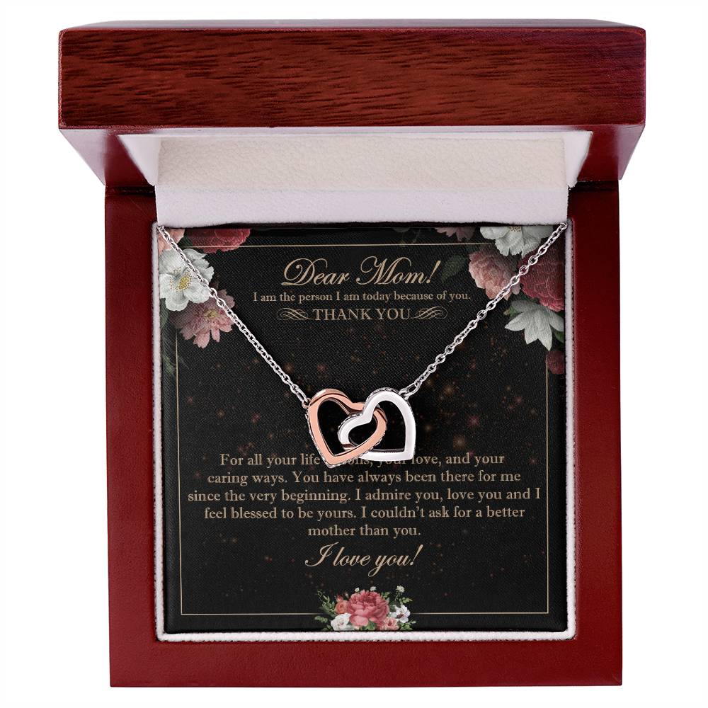 Dear Mom Interlocking Hearts Necklace Message Card