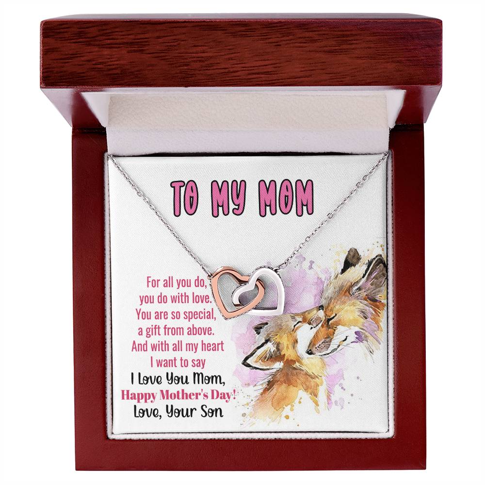 To My Mom Mother'S Day Linked Hearts Necklace From Son Interlocking Hearts Necklace