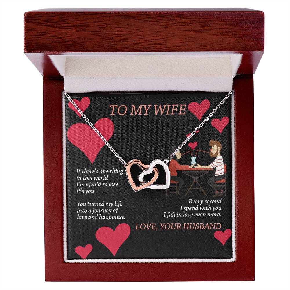 To My Wife - Interlocking Heart Necklace Interlocking Hearts Necklace
