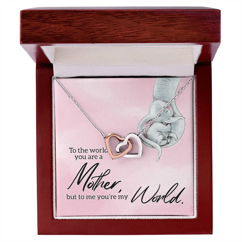 To My Mother - You’Re My World - Interlocking Necklace Interlocking Hearts Necklace