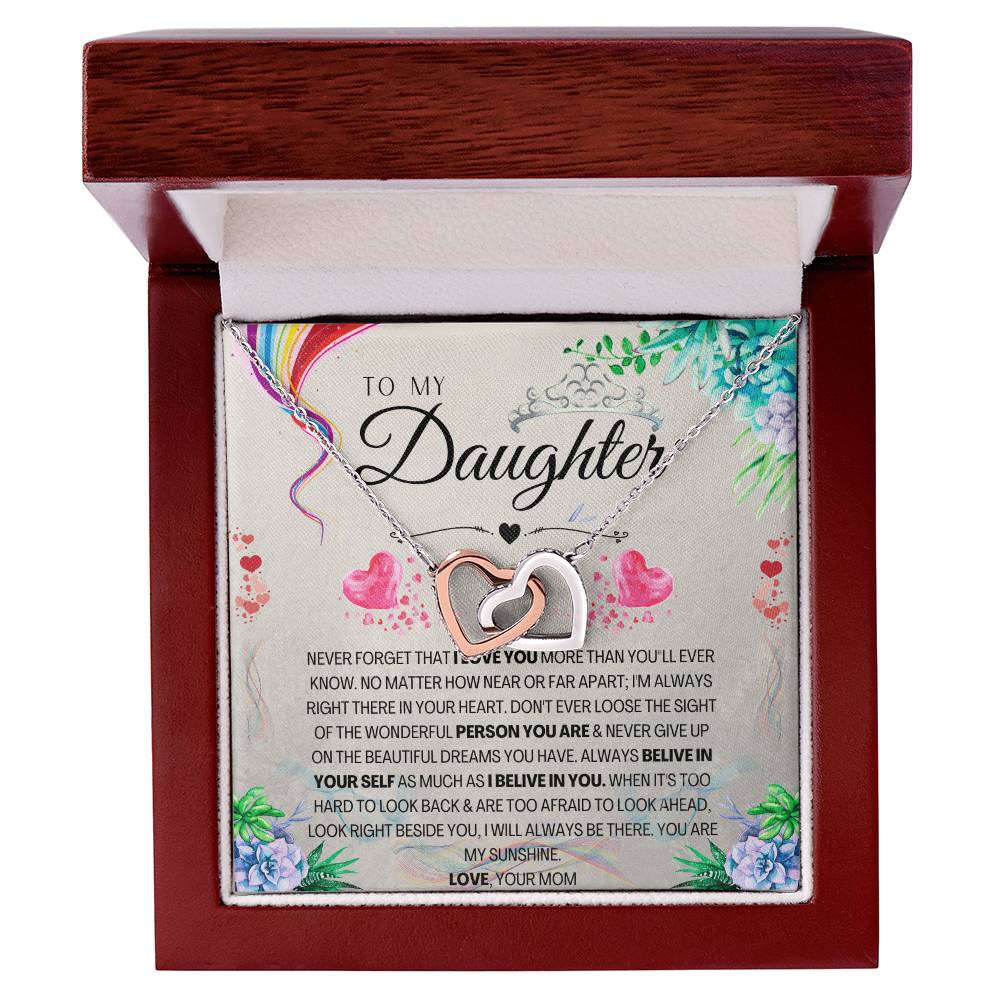To My Daughter Interlocking Hearts Necklace