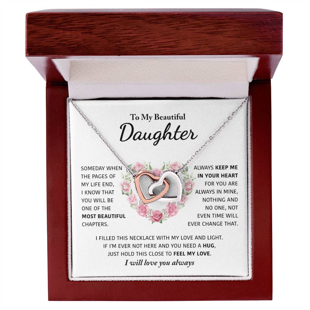 My Beautiful Daughter - Keep Me In Your Heart - Interlocking Hearts Necklace