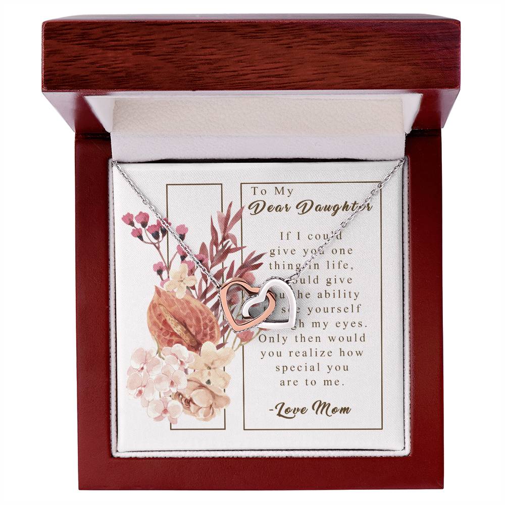 To My Daughter - Through My Eyes - Necklace Interlocking Hearts Necklace