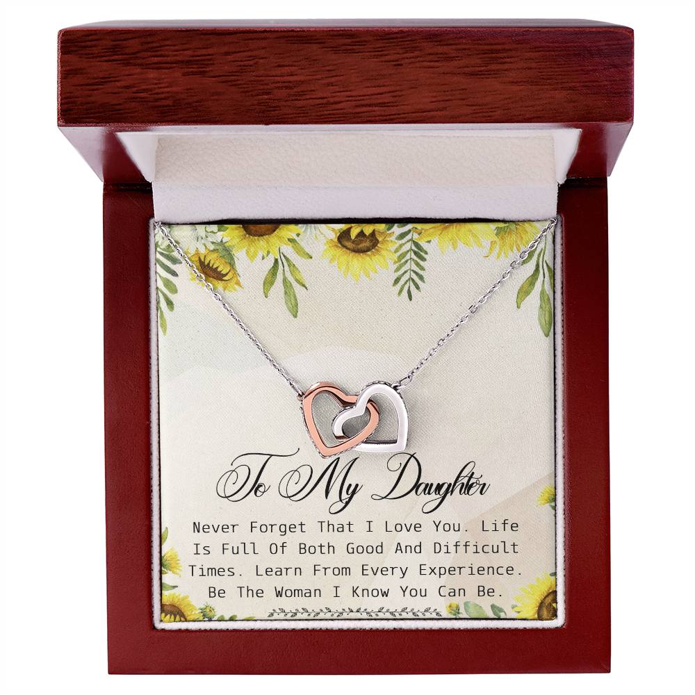 To My Daughter Interlocking Hearts Necklace Message Card