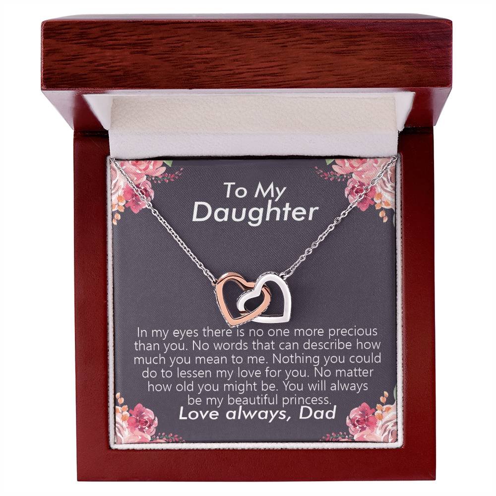 To My Daughter - Always Be My Princess Necklace - [Limited Time Offer] Interlocking Hearts Necklace